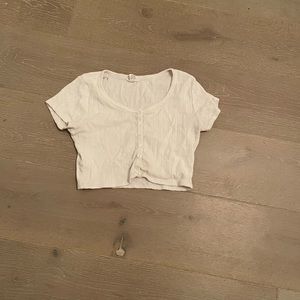Cropped button up tee